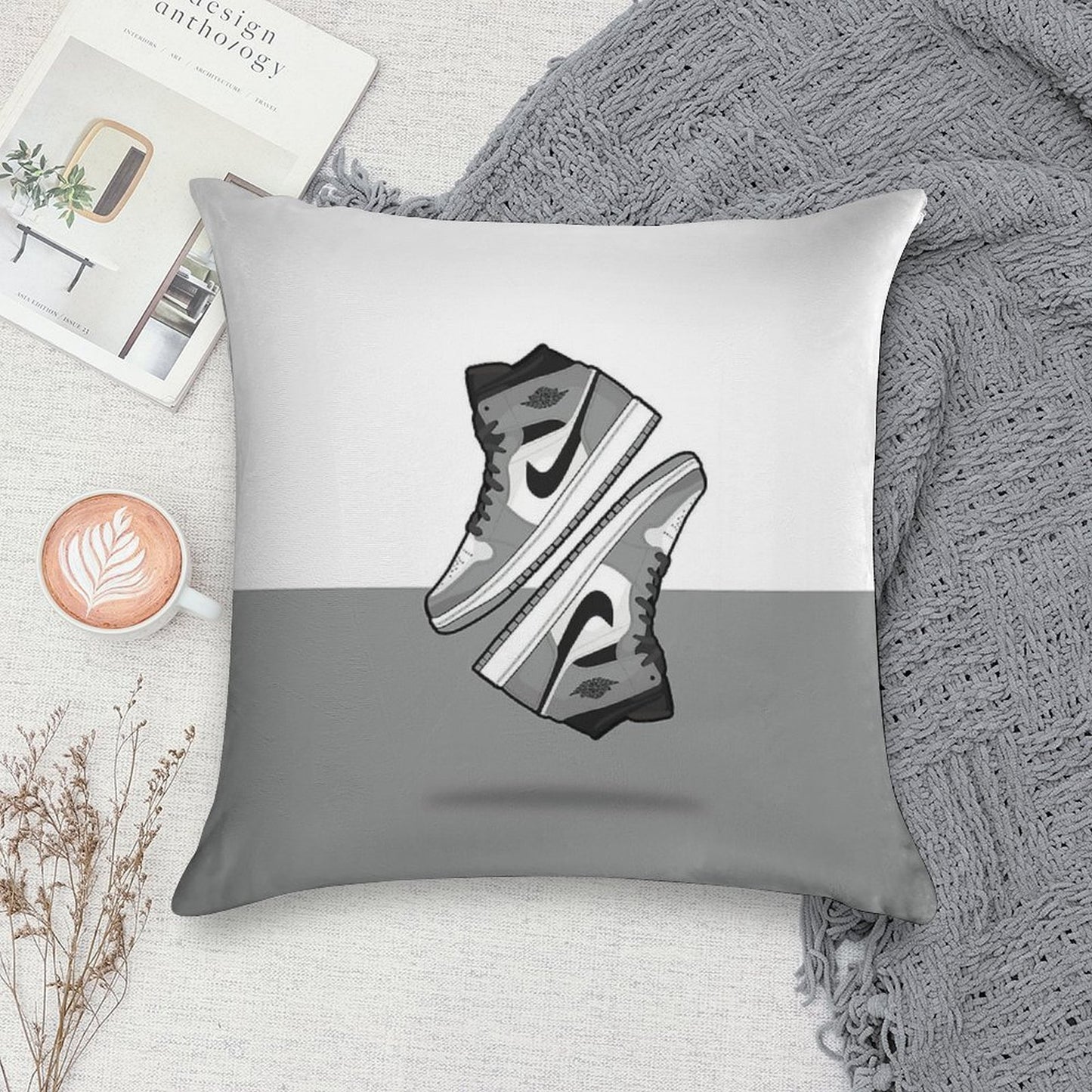 Jordan 1 - Light Grey Soft Washable Throw Pillow