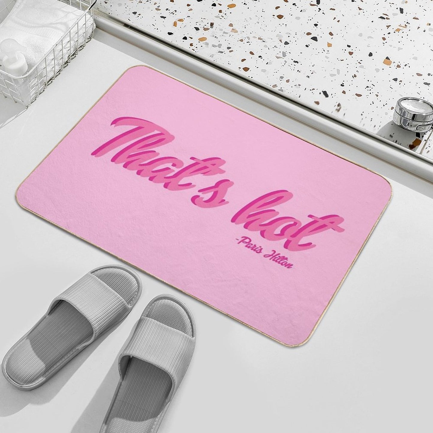 That's Hot Paris Hilton Text Print Bath Mat