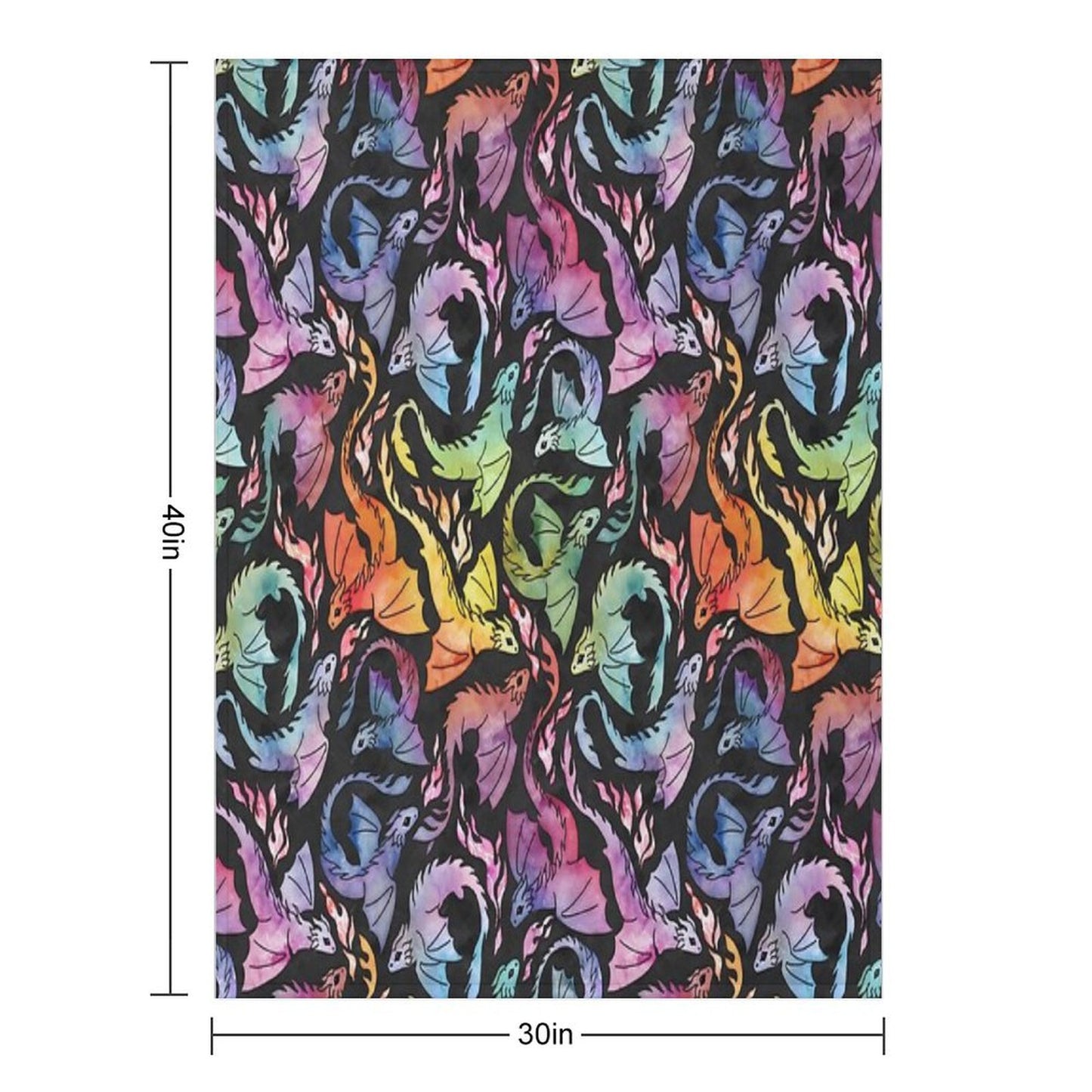 Dragon Fire Dark Rainbow Throw Blanket