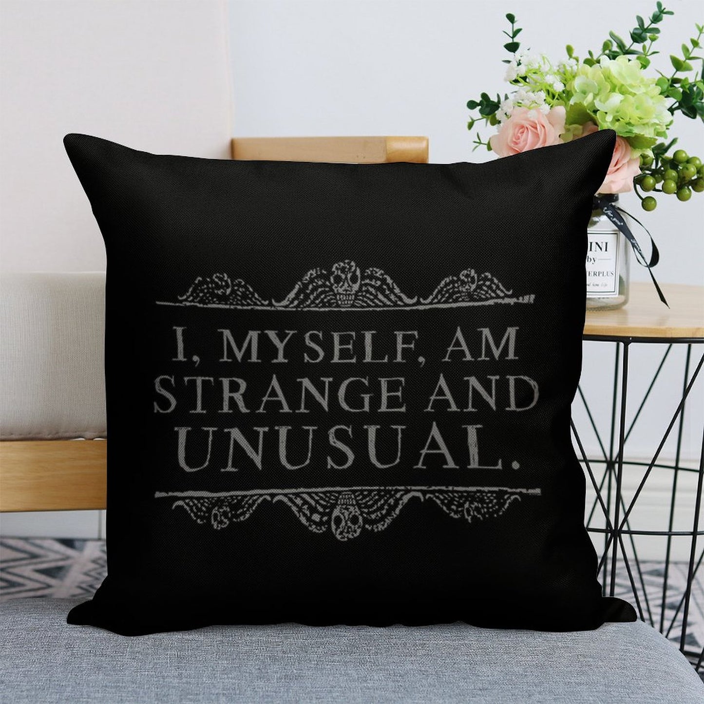 I, Myself, Am Strange And Unusual. Linen Throw Pillow Cover
