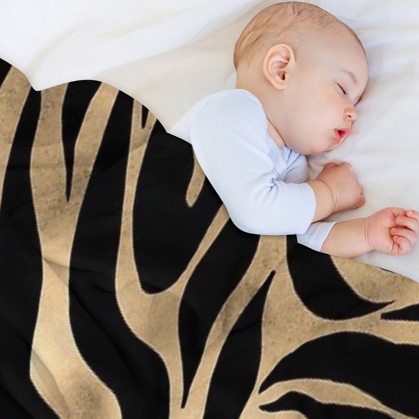 Elegant Metallic Gold Zebra Black Animal Print Throw Blanket