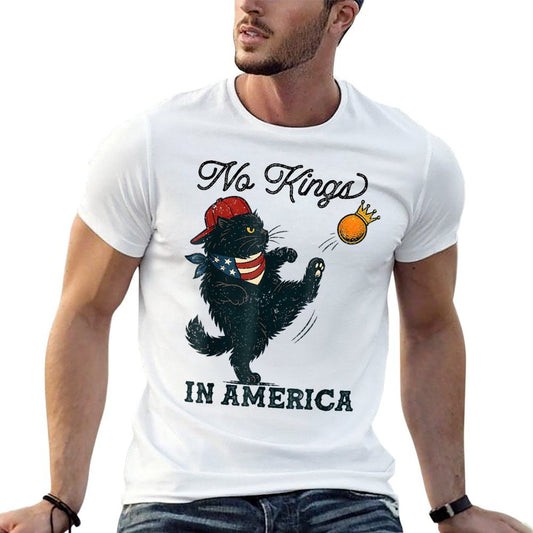 Black Cat No Kings In America High-quality Stitching T-Shirt