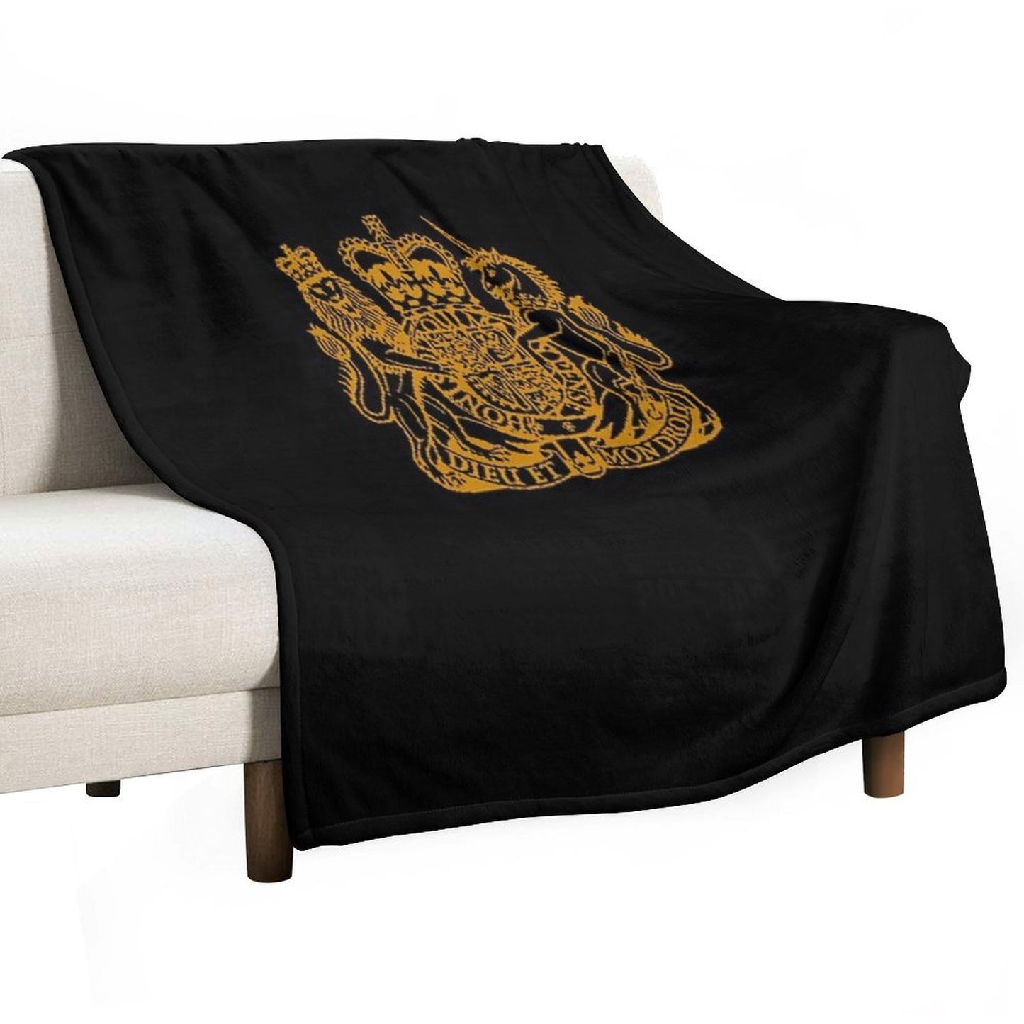 Elizabeth II Royal Coat of Arms Emblem Throw Blanket