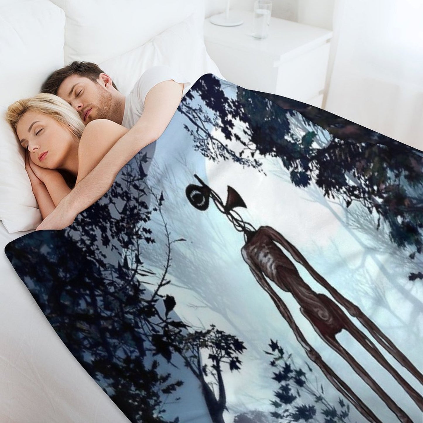 Siren Head in Dark Forest Throw Blanket