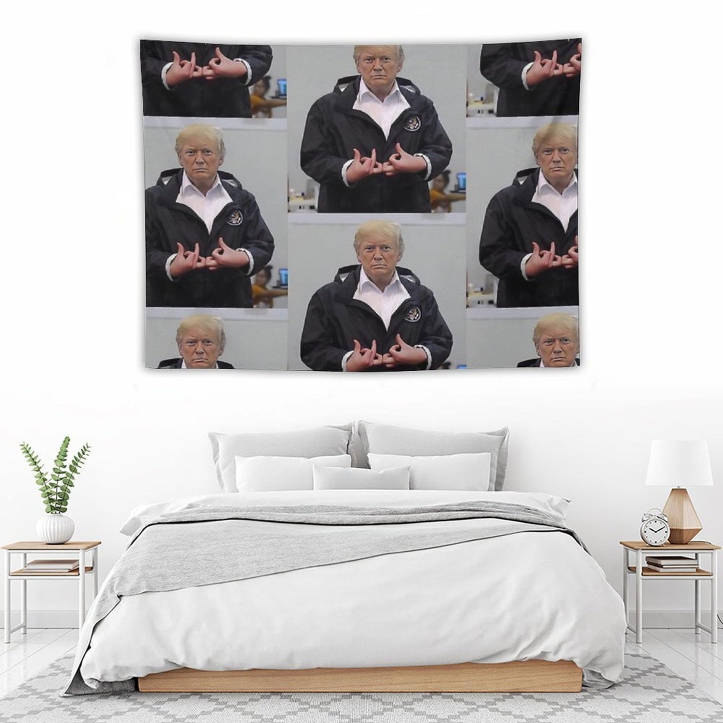 Donald Trump Suwoo Gang Sign Tapestry