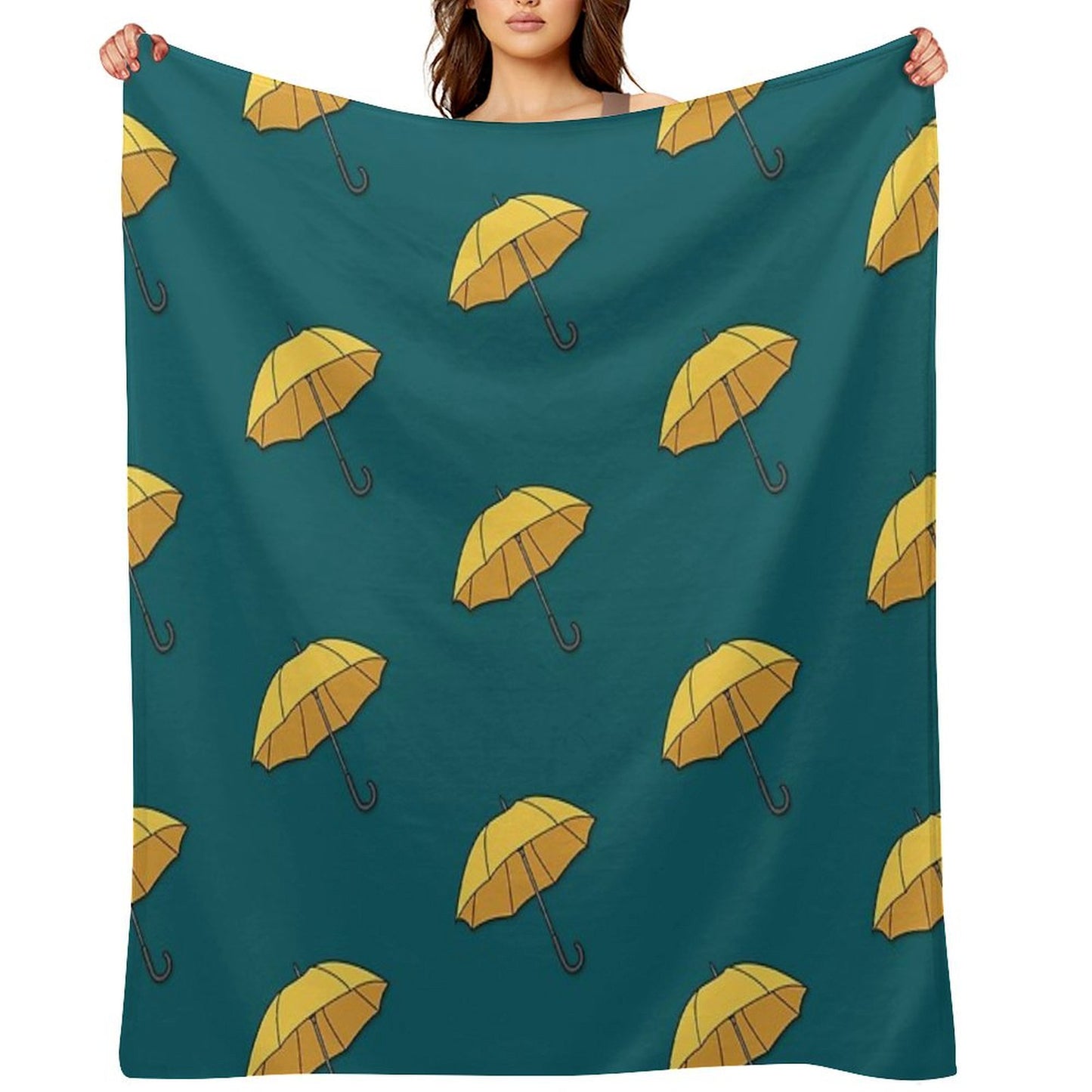 Yellow Umbrella Throw Blanket