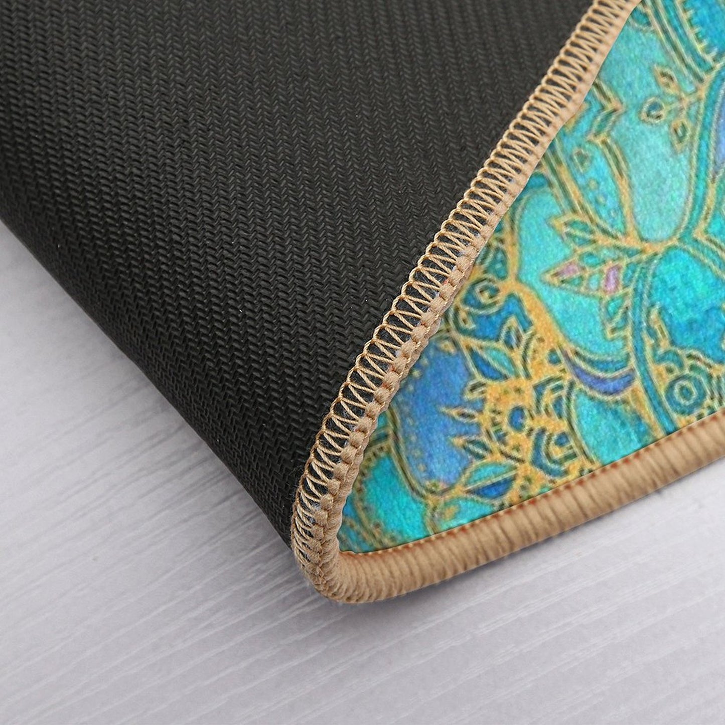 Sapphire & Jade Stained Glass Mandalas Bath Mat