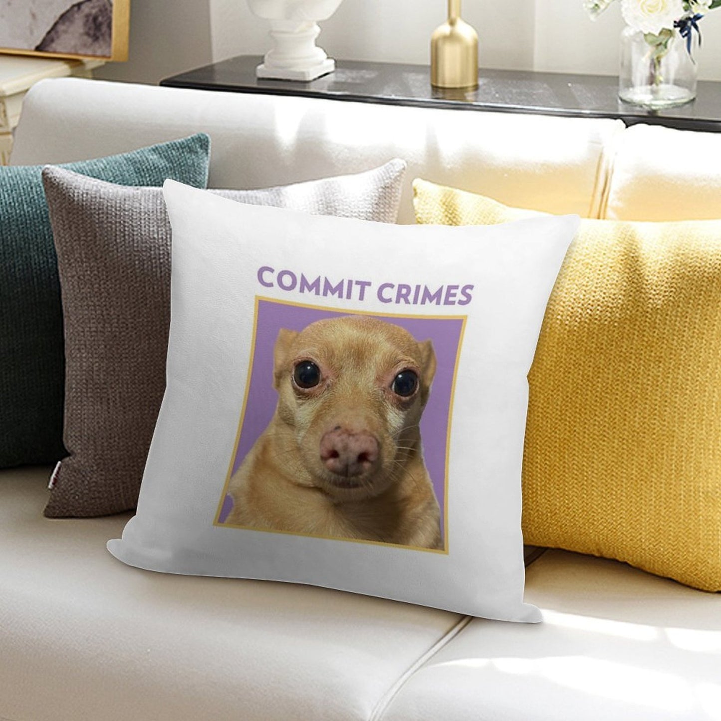Crime Mouse Soft Short Plush Fabric Throw Pillow