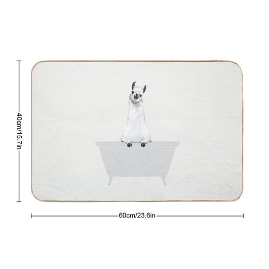 Vintage Llama in Bathtub Bath Mat