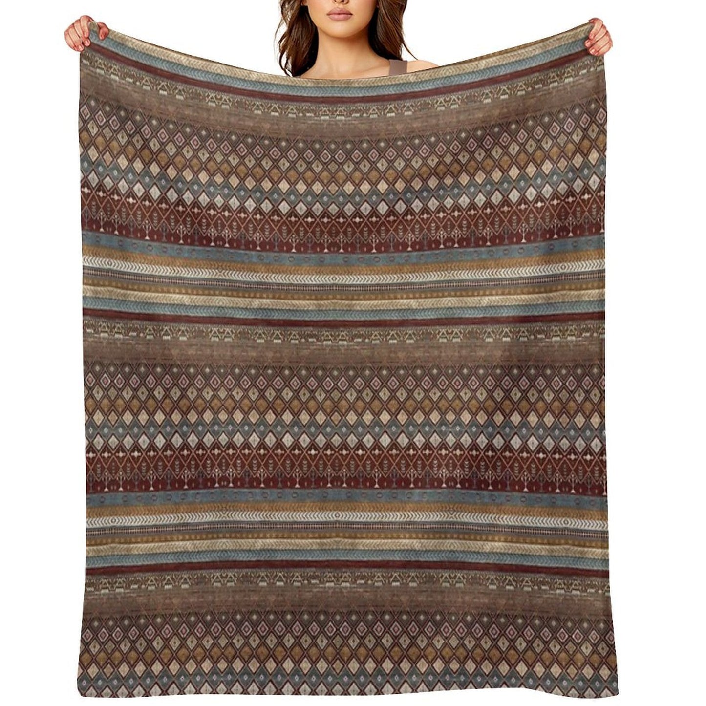 Geometrical Carpet Design Patterns Throw Blanket