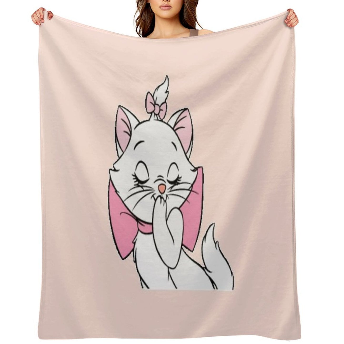 Marie Cute Aristocats. Beautiful Kitty. Cartoon Cat Teehee Throw Blanket