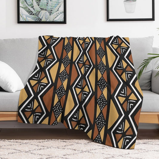 African Mud Cloth Mali Throw Blanket