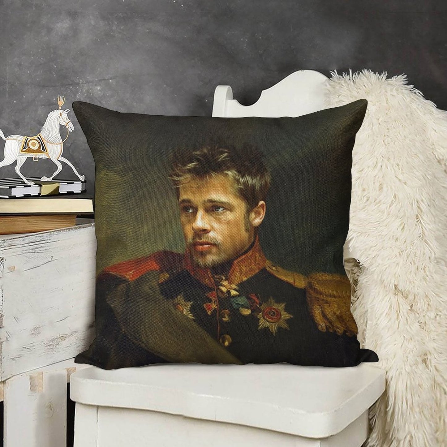 Brad Pitt - Replaceface Linen Throw Pillow Cover