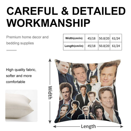 Colin Firth Linen Throw Pillow Cover