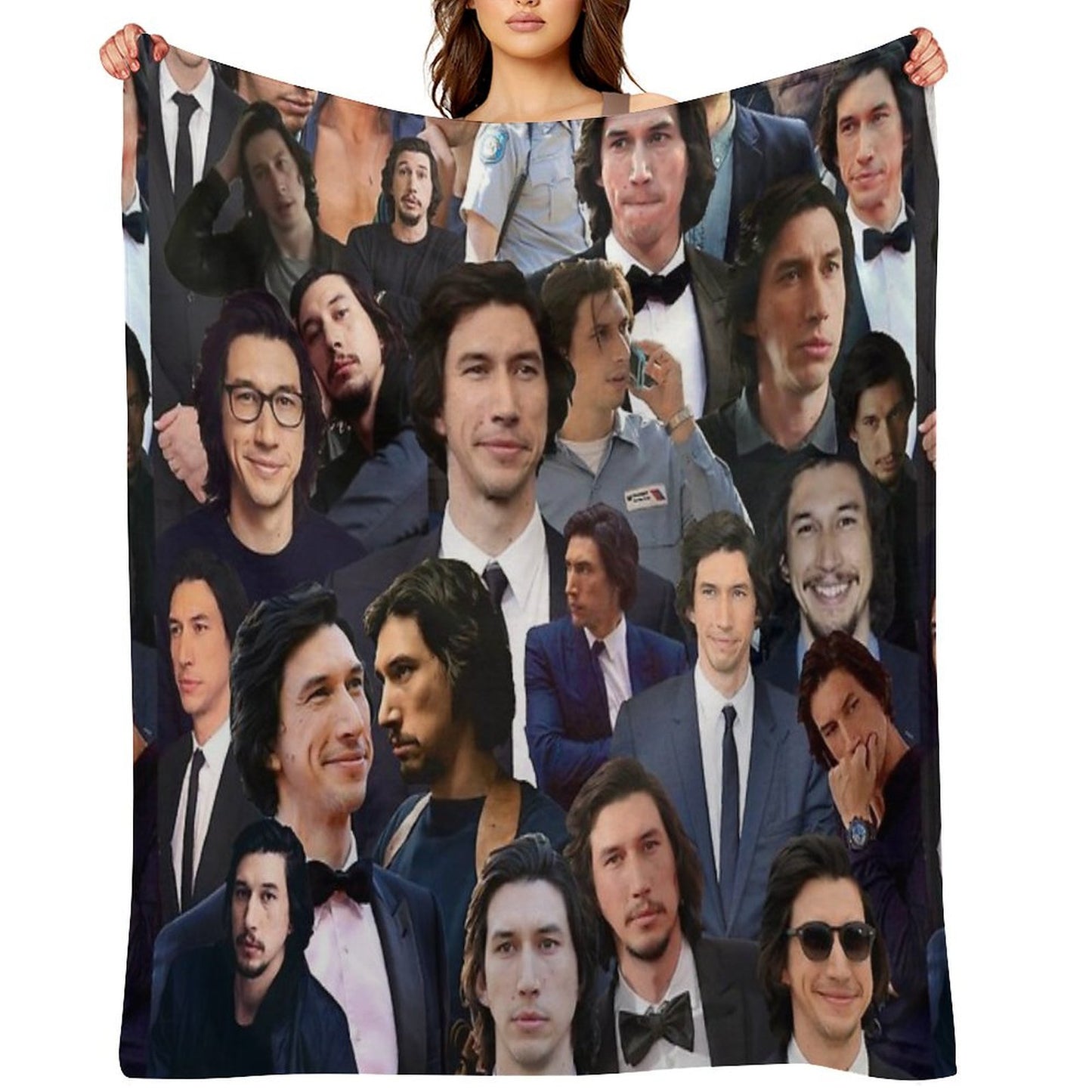 Adam Driver Blue Collage Throw Blanket