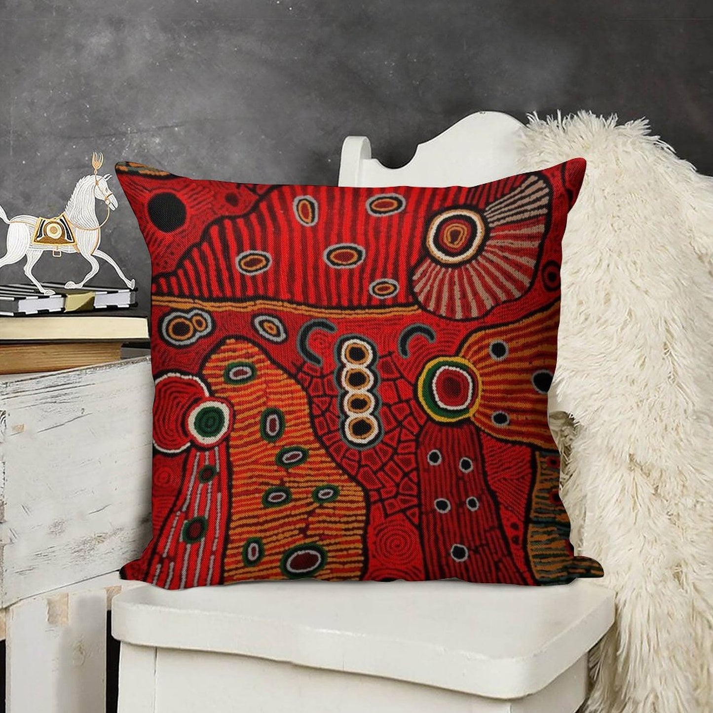 Australian Aboriginal Art Linen Throw Pillow Cover