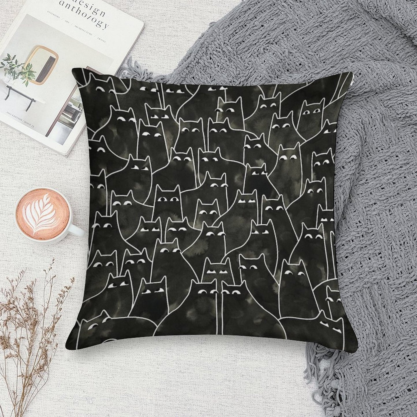 Suspicious Cats Soft High-Density Material Throw Pillow