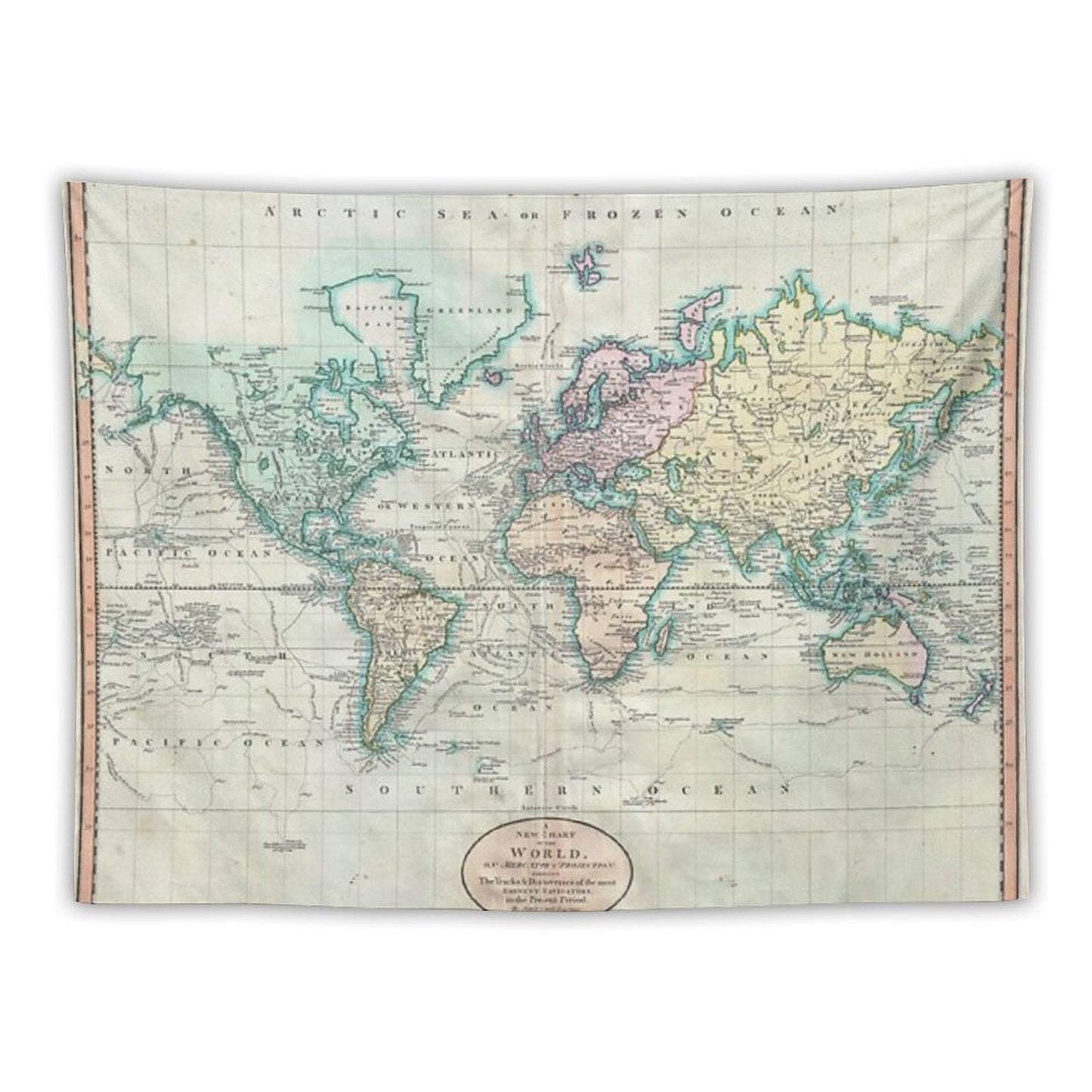 Vintage Map of The World Tapestry