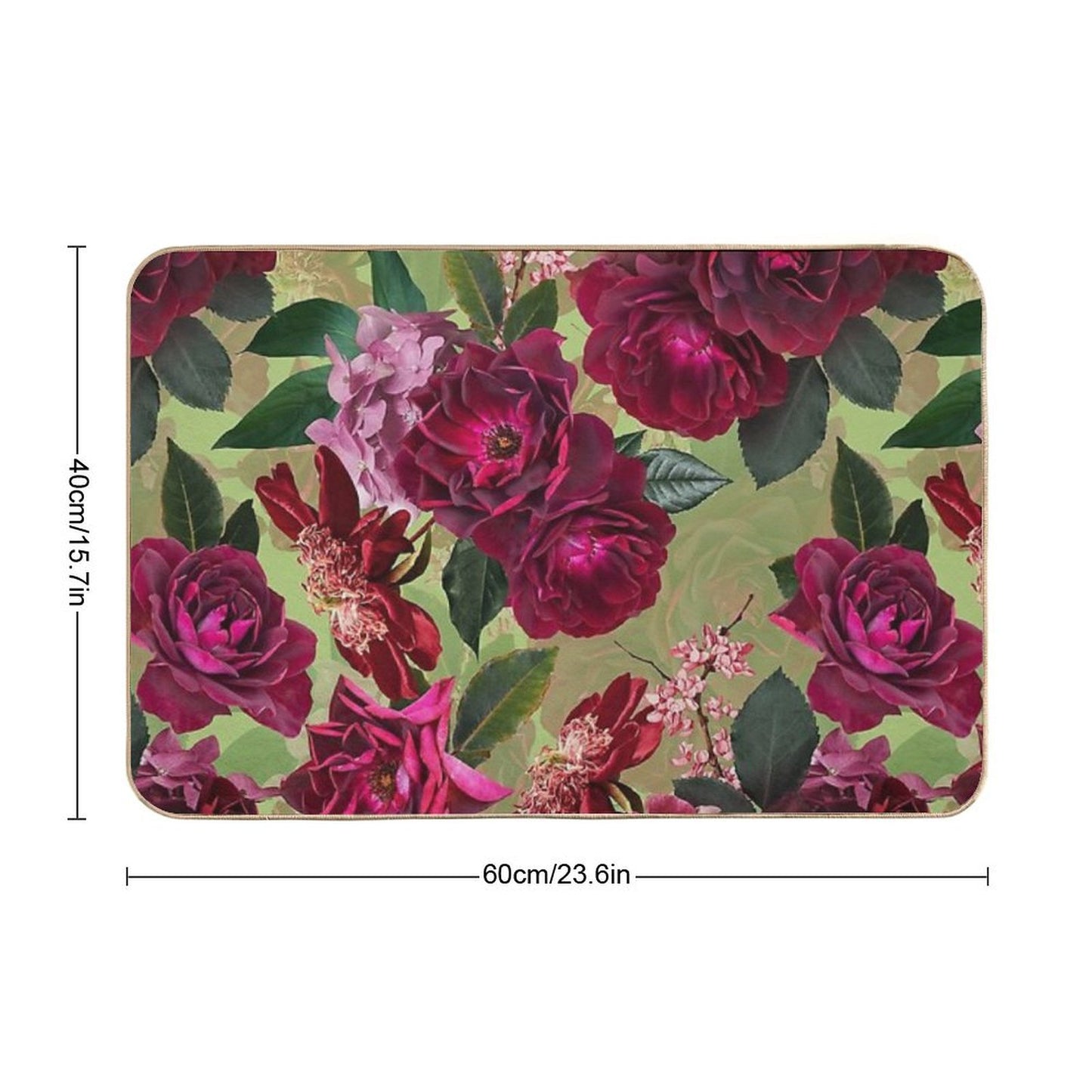 Antique Green Botanical Flower Rose Botanical Garden Nightgarden Bath Mat