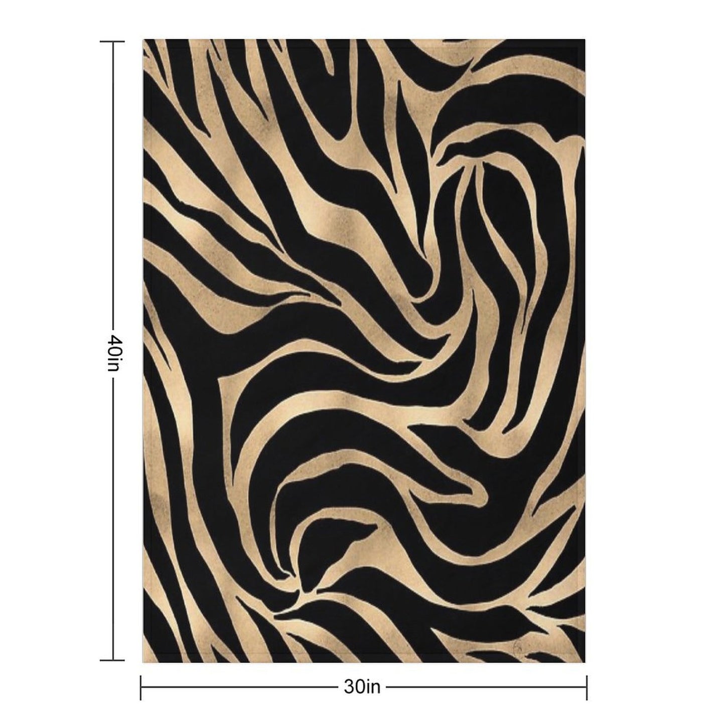 Elegant Metallic Gold Zebra Black Animal Print Throw Blanket