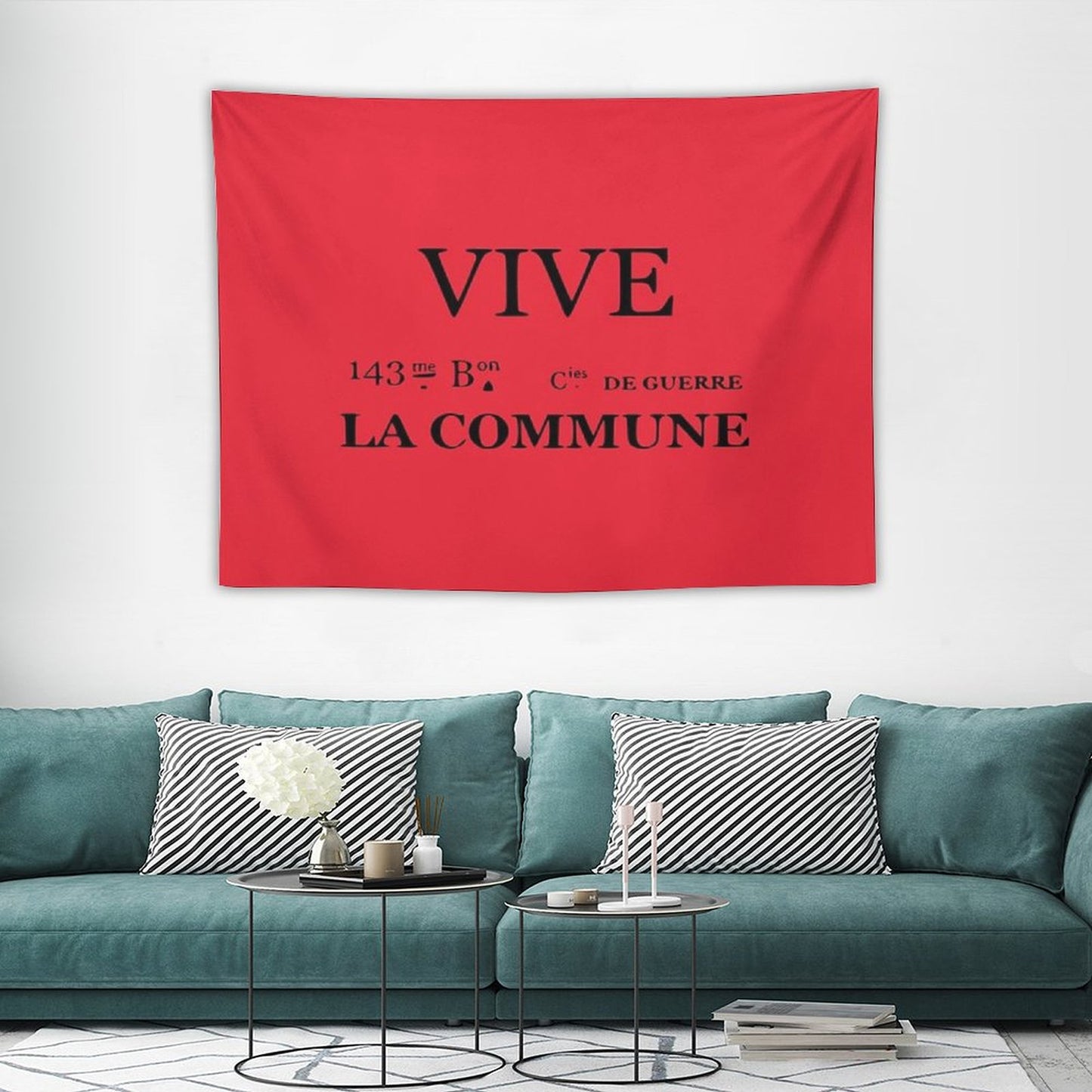 Vive La Commune Flag of The 143rd Battalion of The Communal National Guards of The Paris Commune Tapestry