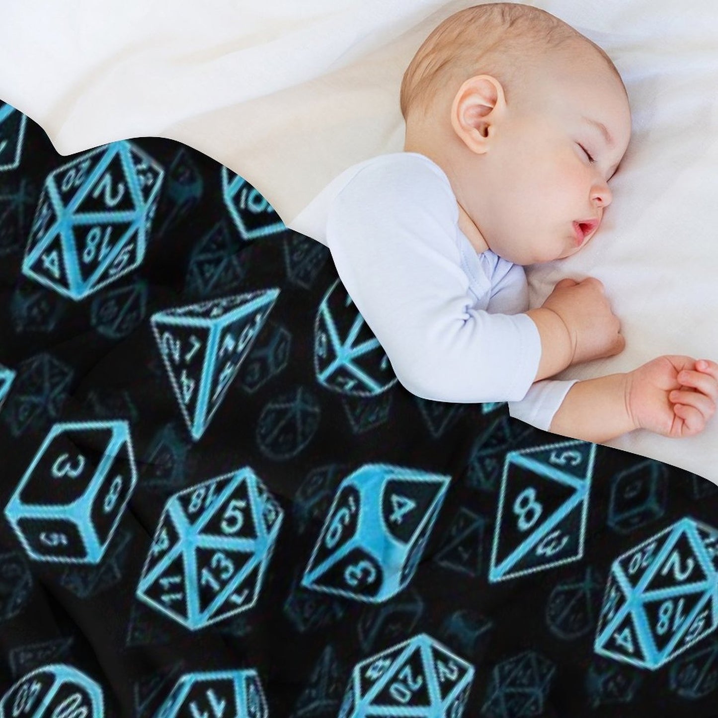 D20 Dice Set Pattern (Blue) Throw Blanket