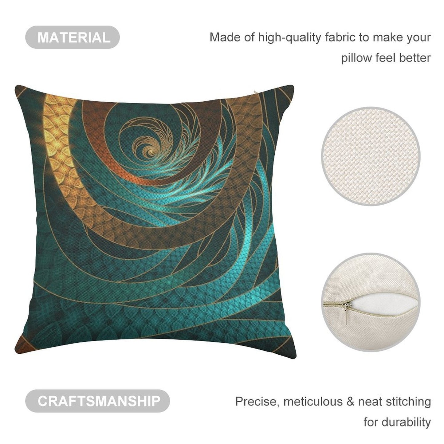 Beautiful Corded Leather Turquoise Fractal Bangles Linen Throw Pillow Cover