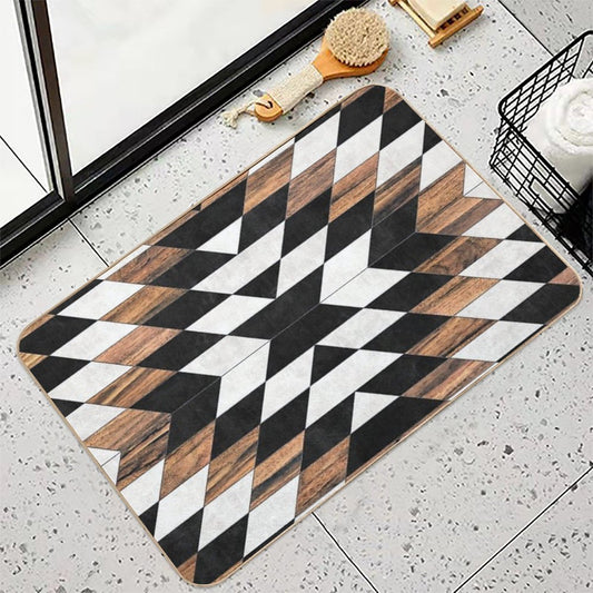 Urban Tribal Pattern No.13 - Aztec - Concrete And Wood Bath Mat