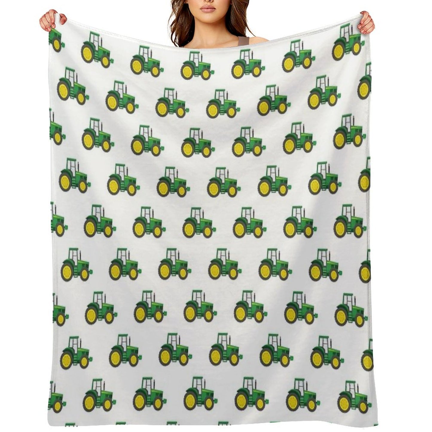 Green Tractors - Farming - Farm Themed Throw Blanket