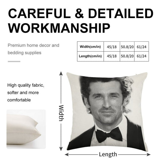 Patrick Dempsey Linen Throw Pillow Cover