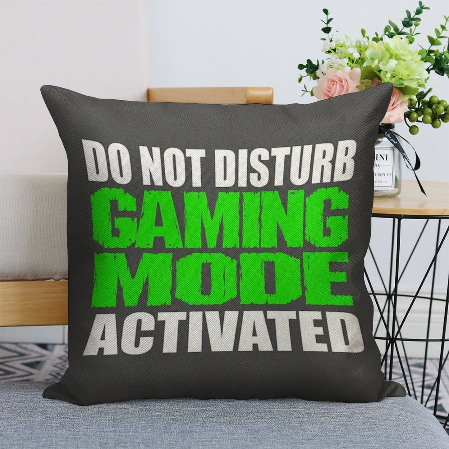 Gaming Mode Linen Throw Pillow Cover