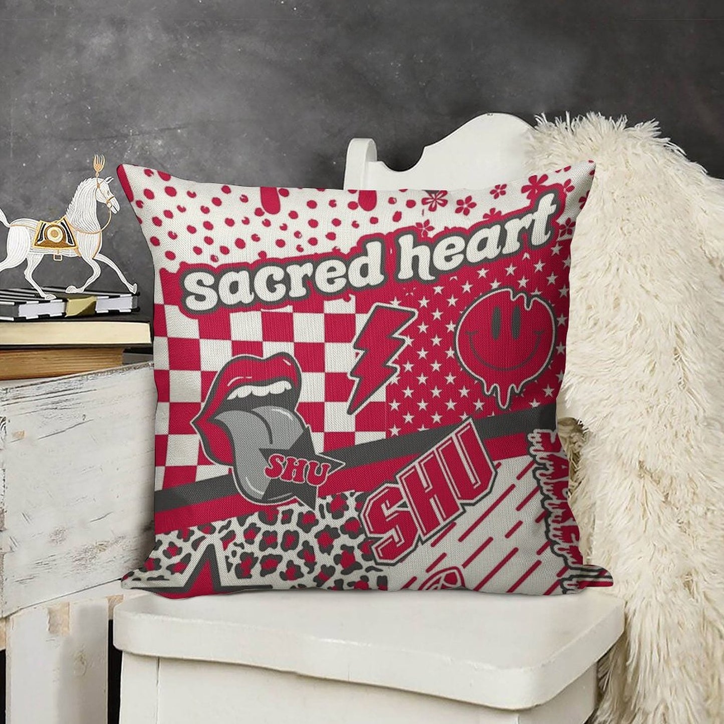 Sacred Heart Linen Throw Pillow Cover