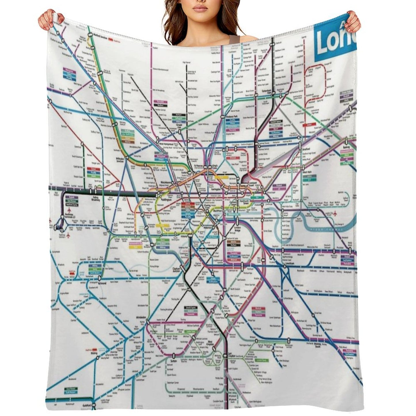 London AllRail Map Throw Blanket