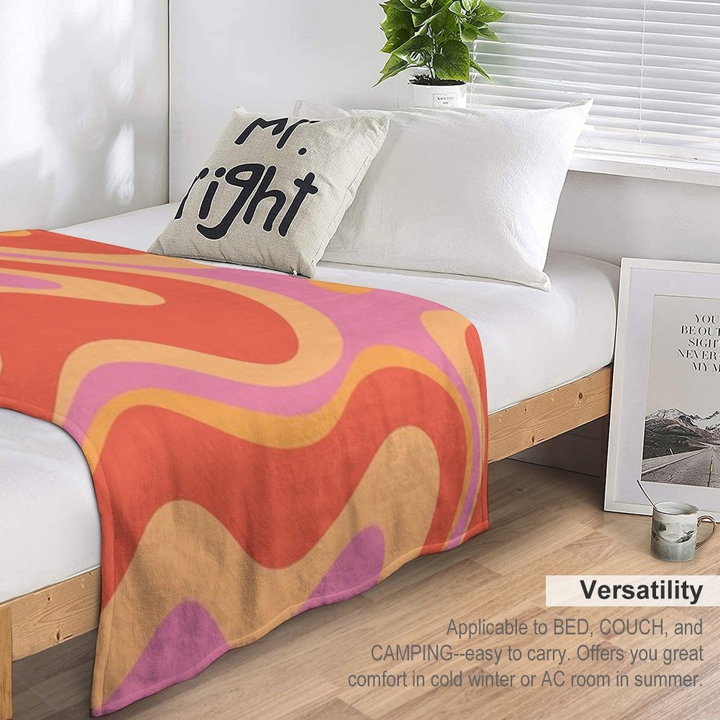 Modern Retro Liquid Swirl Abstract Pattern Square in Vintage Pink And Orange Throw Blanket