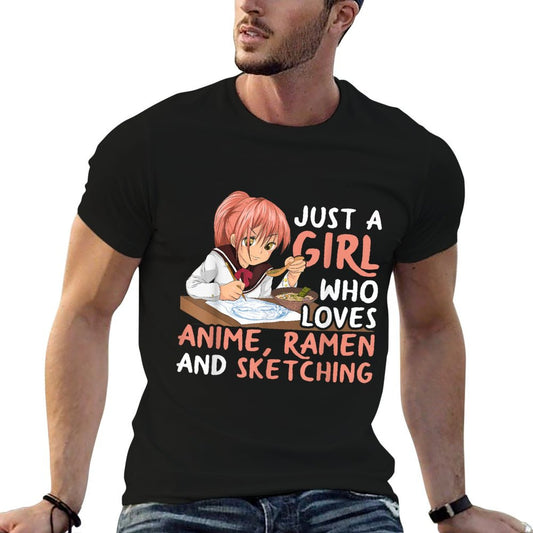 Just A Girl Who Loves Anime Ramen And Sketching Japan Anime Lightweight T-Shirt
