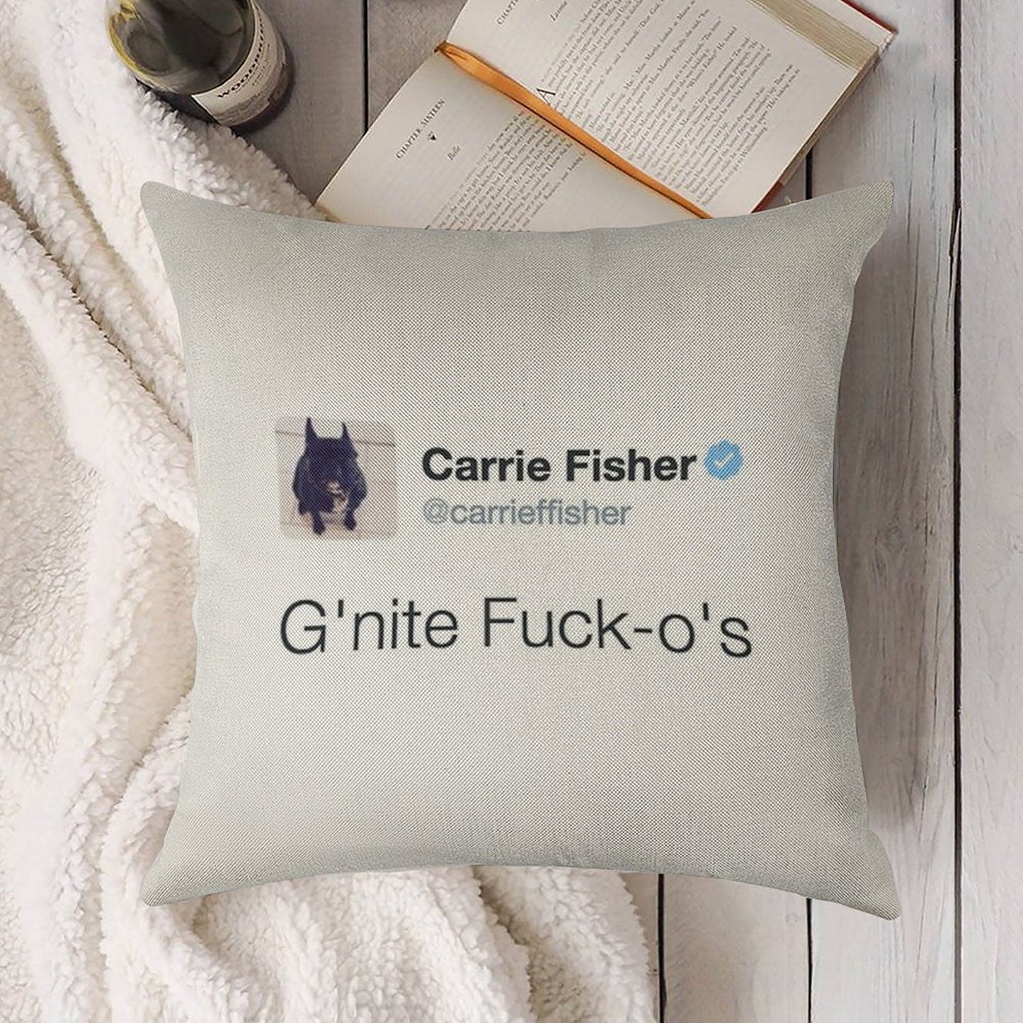 Carrie Fisher Tweets Linen Throw Pillow Cover
