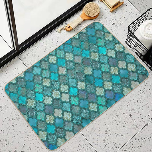 Moroccan Inspired Precious Tile Pattern Bath Mat
