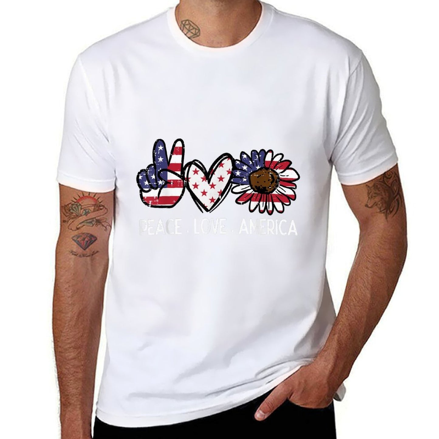 Peace Love America US Fourth Womens 4th Of July Patriot High-quality Stitching T-Shirt