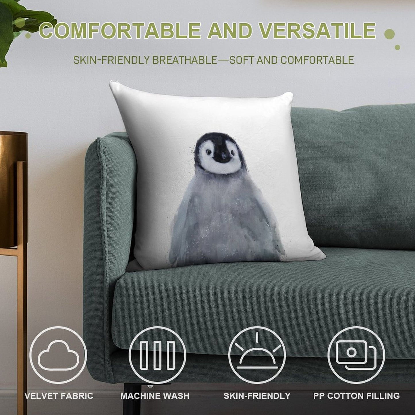 Little Penguin Soft Durable Construction Throw Pillow