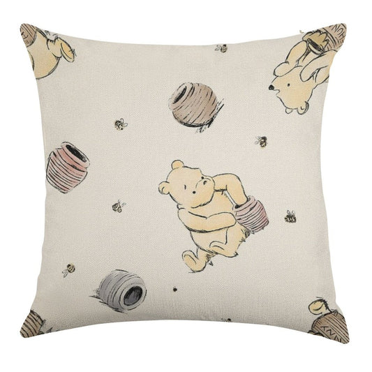 Vintage Pooh Linen Throw Pillow Cover
