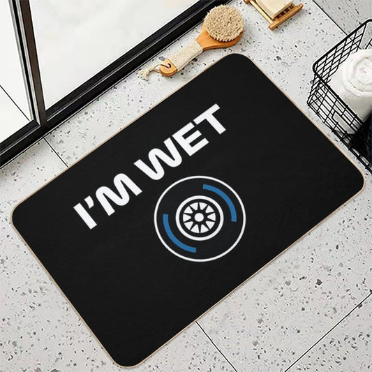 Funny Design I'm Wet (Wet Tyre Design - WhiteBlack BG) Bath Mat