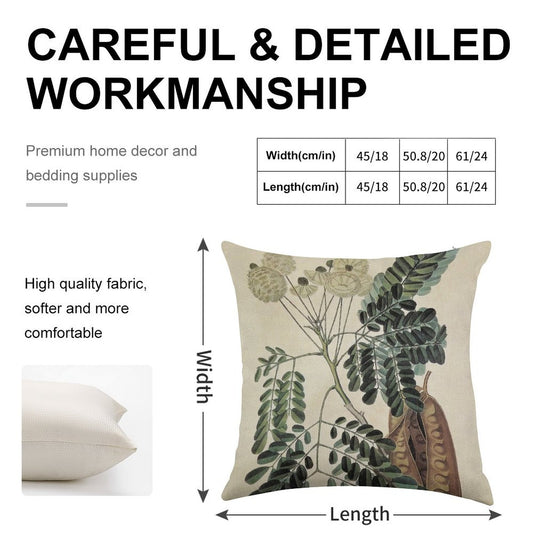Acacia Vintage Botanical Print Linen Throw Pillow Cover