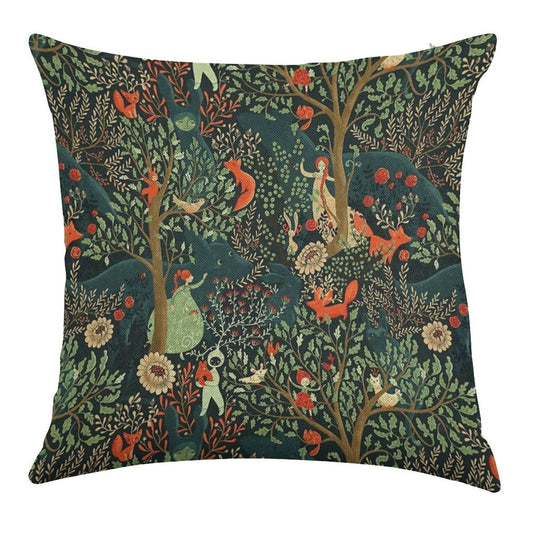 Whimsical Wonderland Linen Throw Pillow Cover
