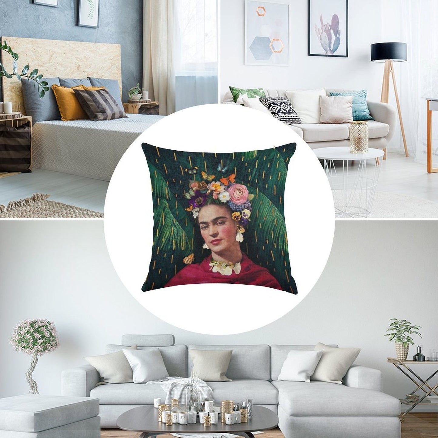 Frida Kahlo  World Women's Day Linen Throw Pillow Cover