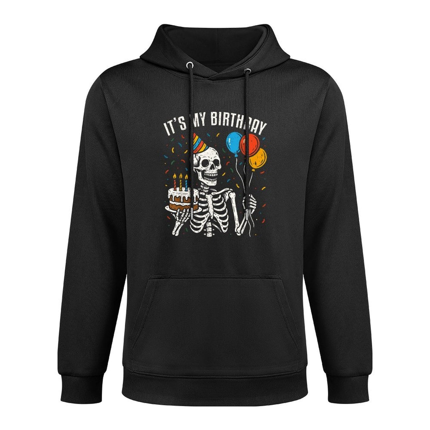 Its My Birthday Skeleton Spooky Halloween Birthday Party Kangaroo Pocket Hoodie