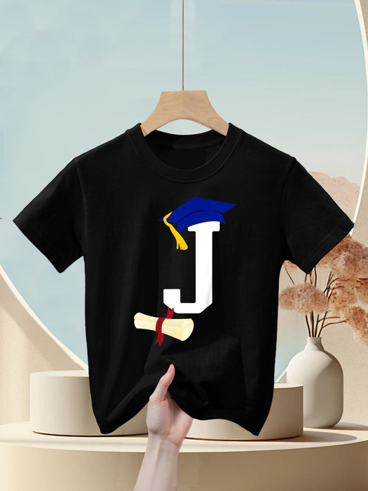 Kids Initial J Letter for Boys Preschool Graduation Kindergarten Kids T-Shirt