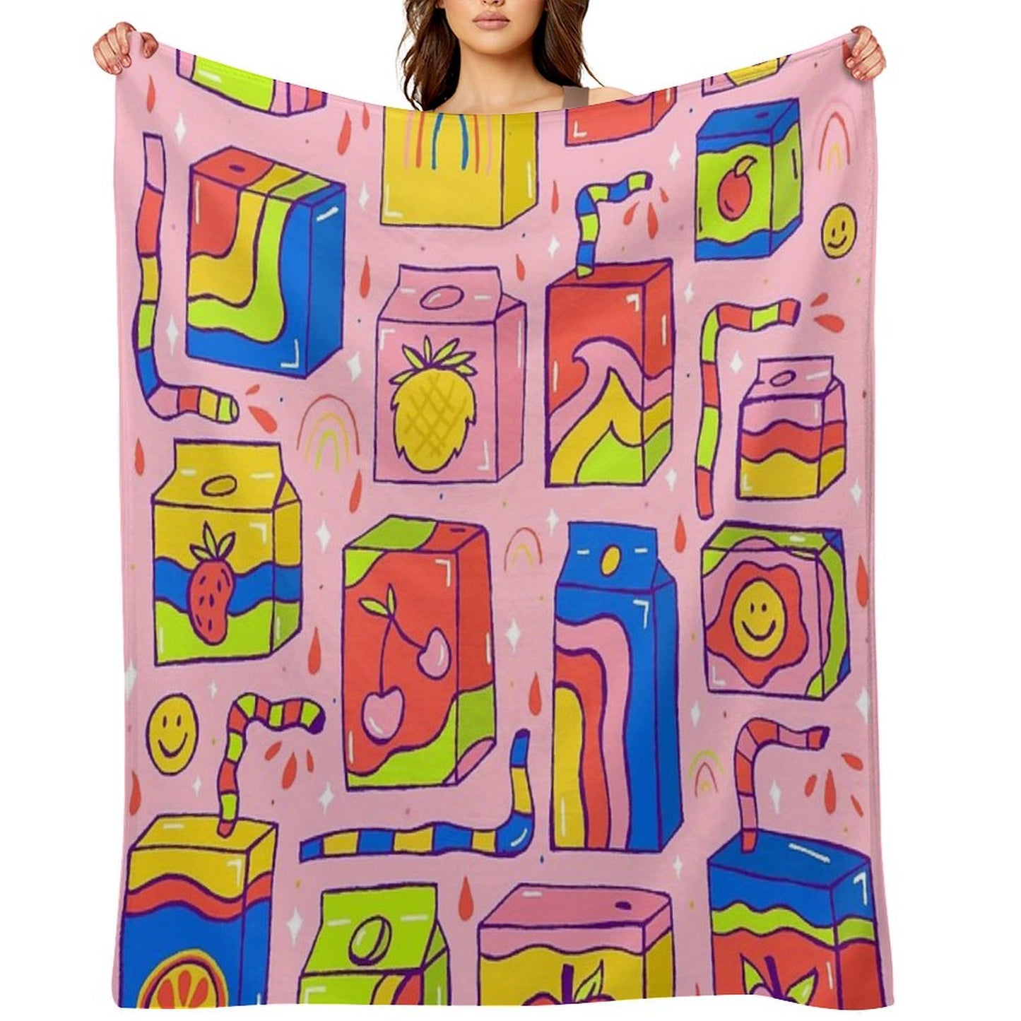 Juice Box Print Throw Blanket