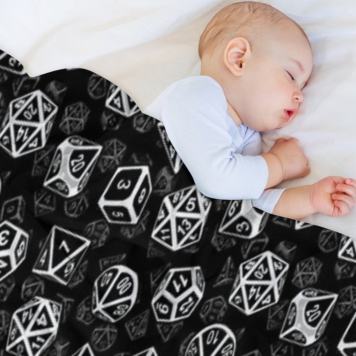 D20 Dice Set Pattern (White) Throw Blanket