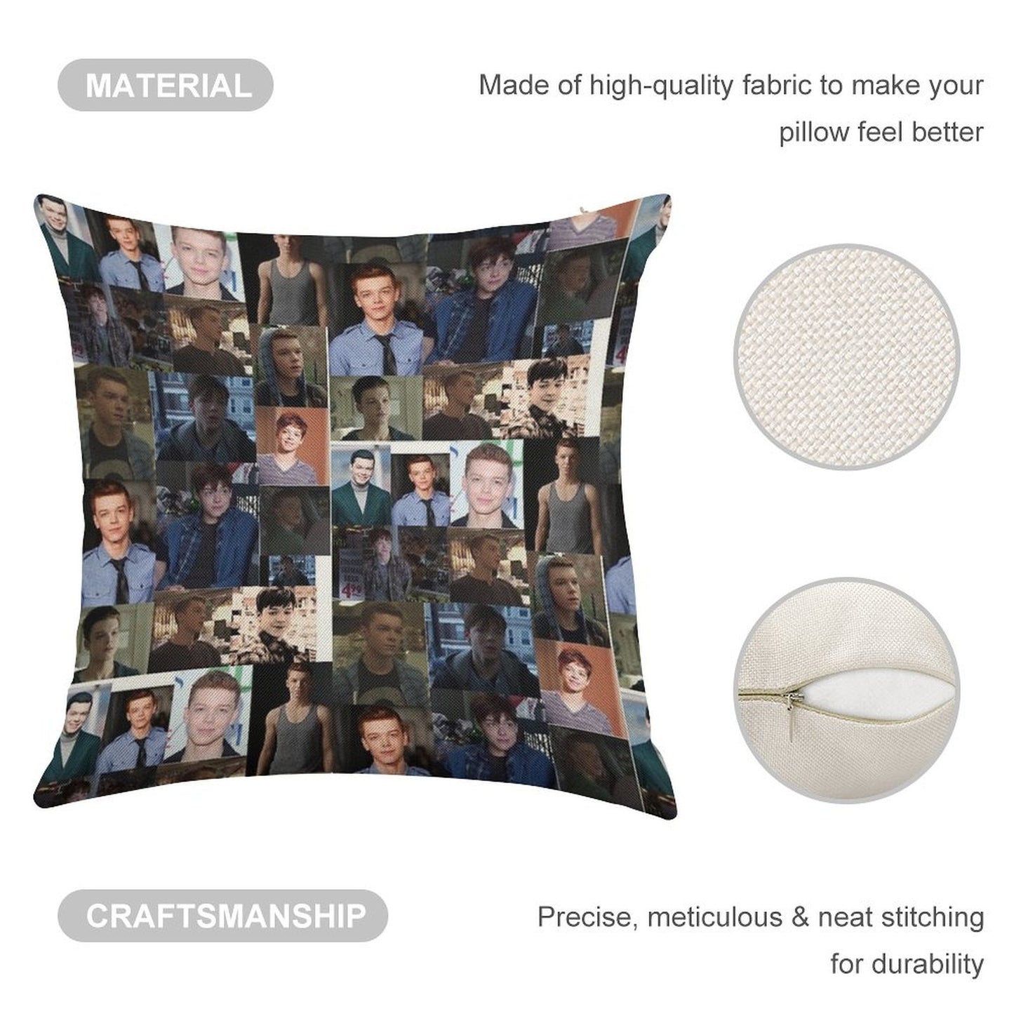 Cameron Monaghan Linen Throw Pillow Cover