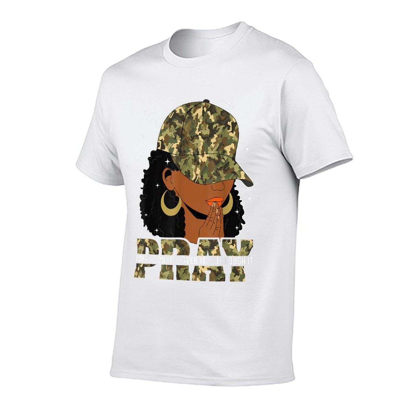 Pray On It Pray Over It Black Woman Afro Christian Sayings Quick-drying T-Shirt